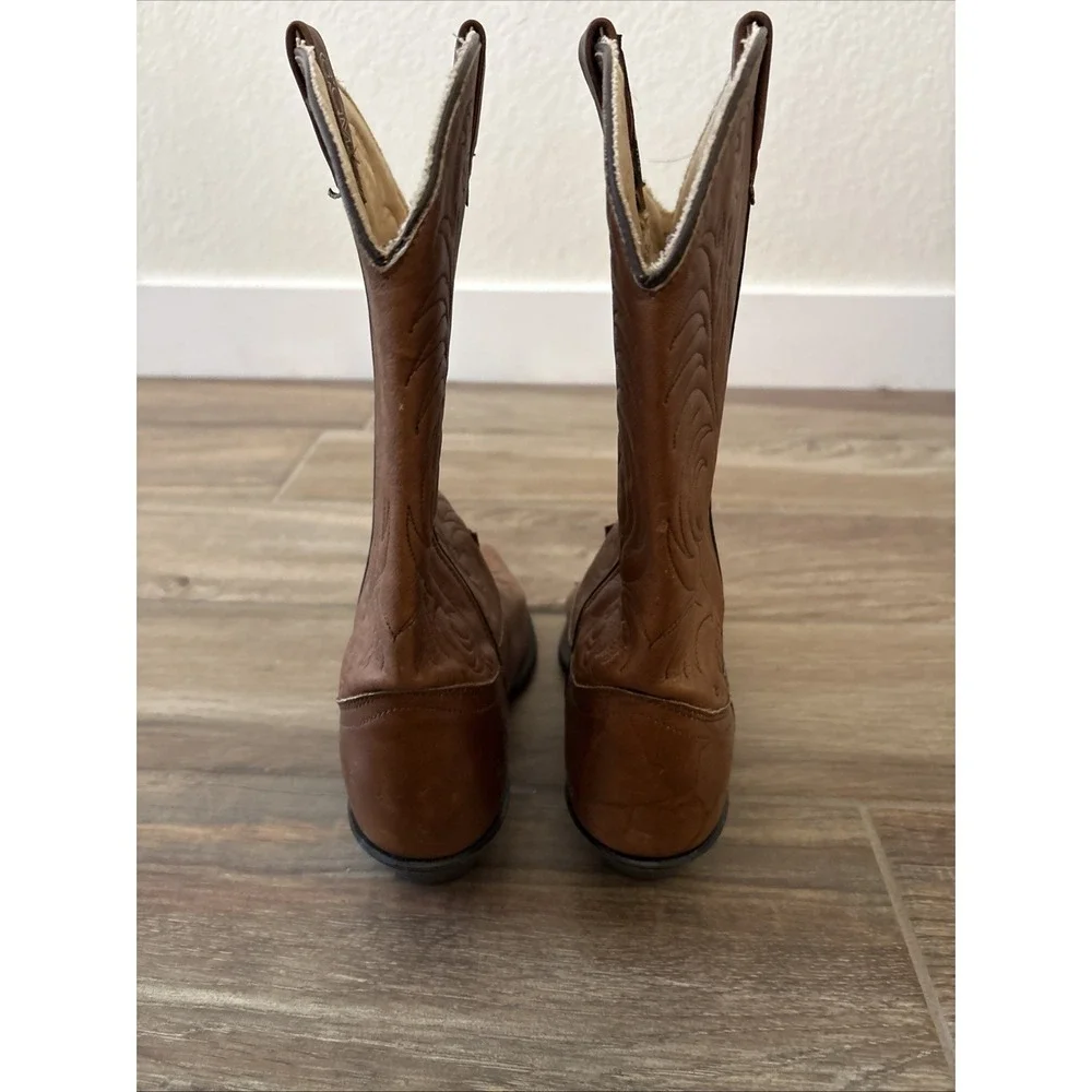 Acme Brown Leather Dingo Boots Circa 1980s Made In USA 8.5m Collector's Item Men